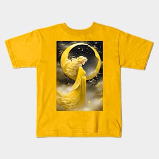 Yellow moon girl Kids T-Shirt